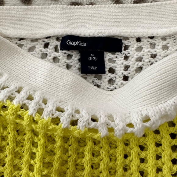 GapKids Striped Open Weave Sweater in Yellow & White Size Small 6 7 - Picture 9 of 17
